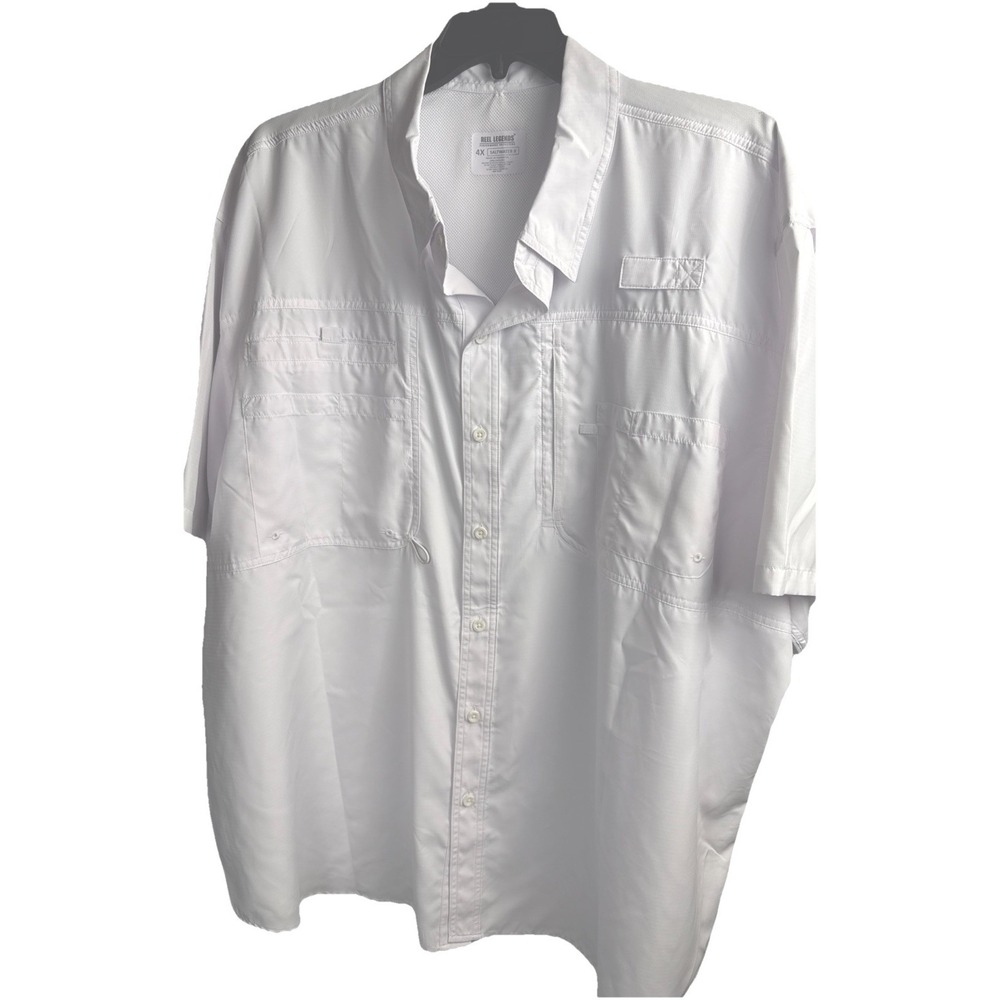 Reel‎ Legends White Short Sleeve Saltwater Fishing Vented Size 4x